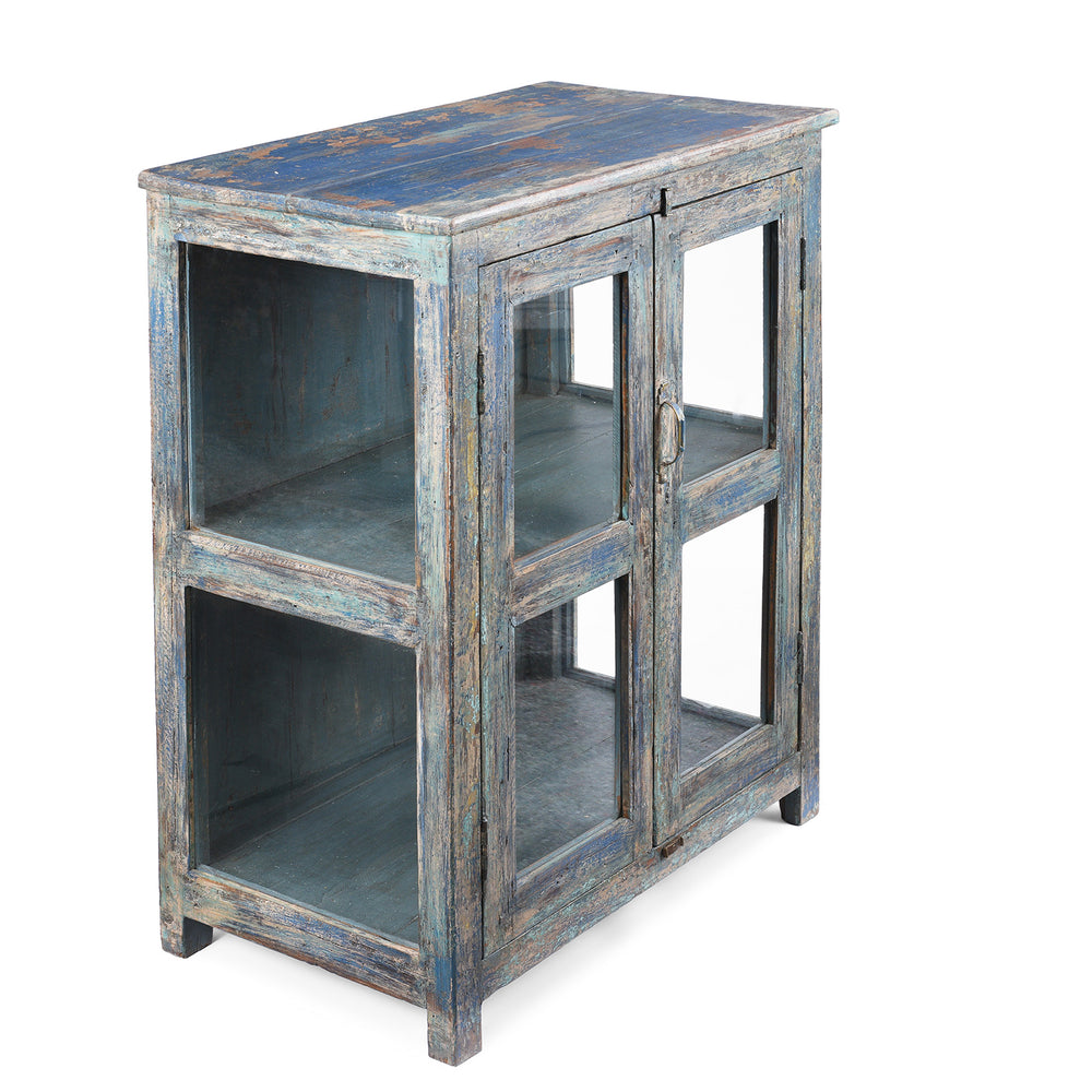 Angled VIew Of Antique Indian Painted Glazed Book Cabinet | Indigo Antiques