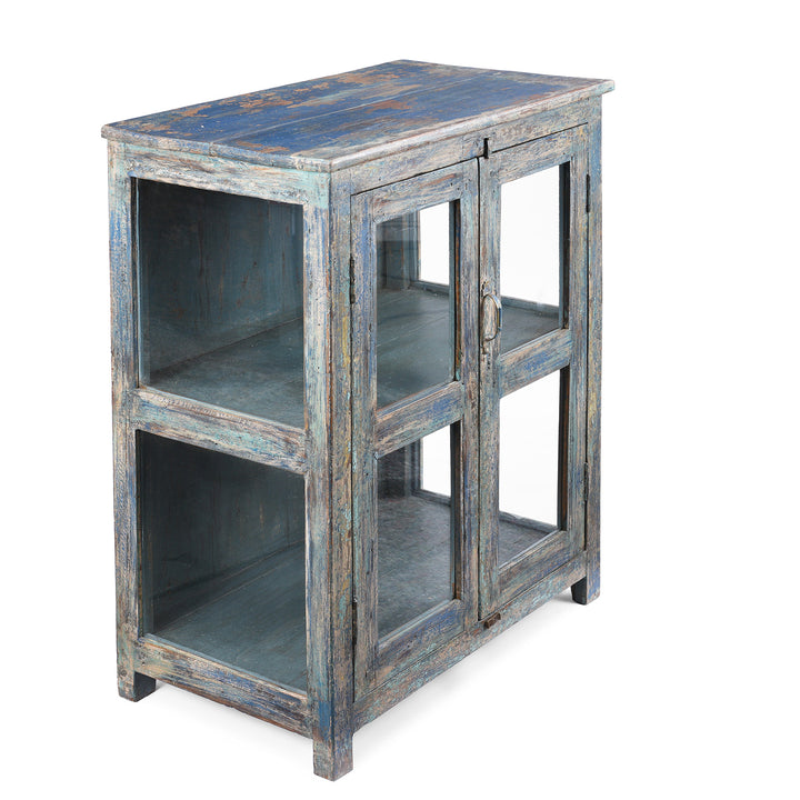 Angled VIew Of Antique Indian Painted Glazed Book Cabinet | Indigo Antiques