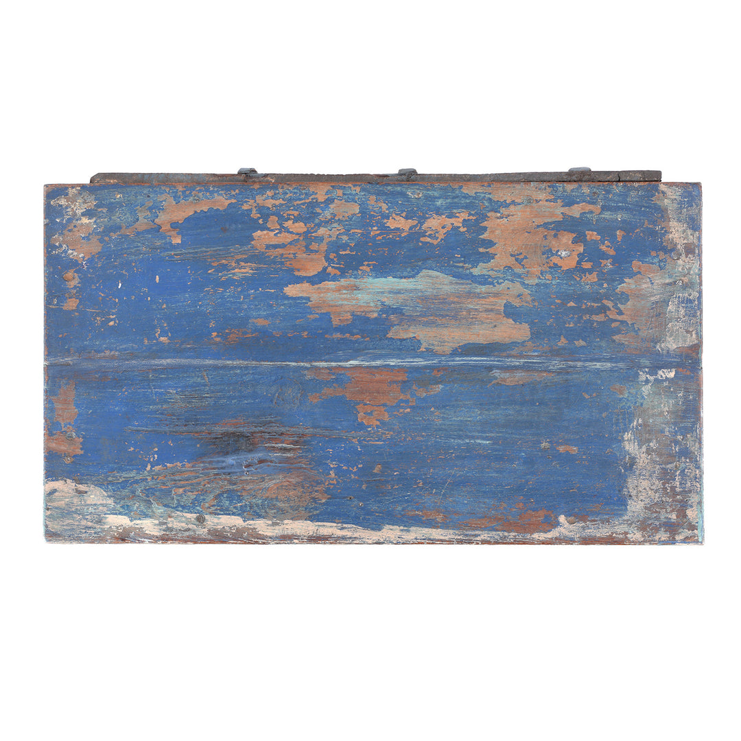 Top Down View Of Antique Indian Painted Glazed Book Cabinet | Indigo Antiques