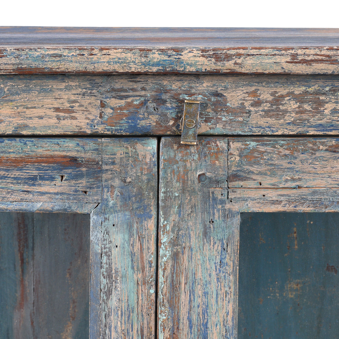 Latch Detail From Antique Indian Painted Glazed Book Cabinet | Indigo Antiques