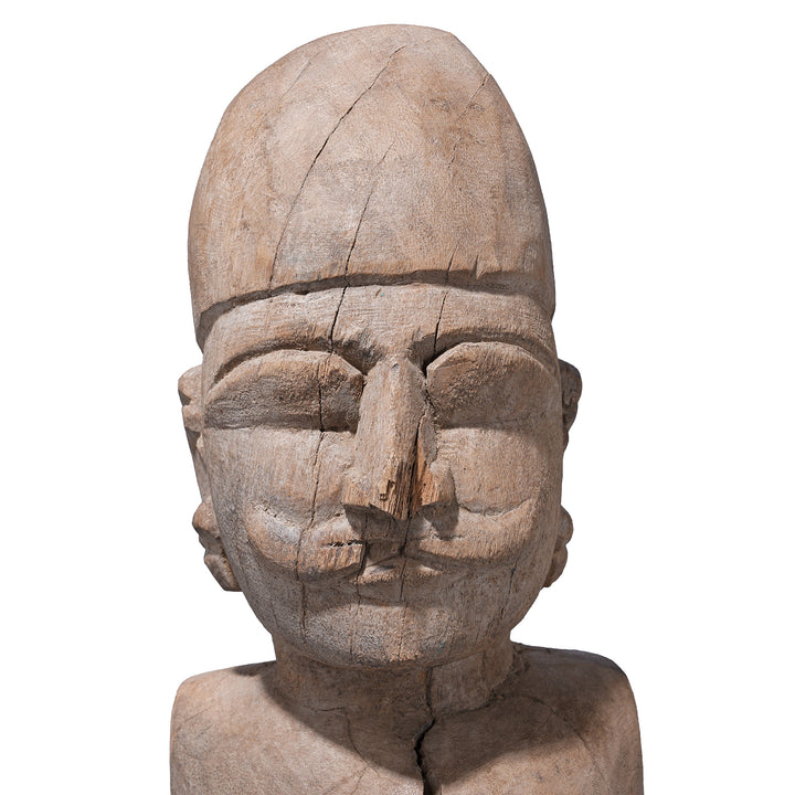 Face Detail From Antique Indian Carved Rajasthani Figure | Indigo Antiques