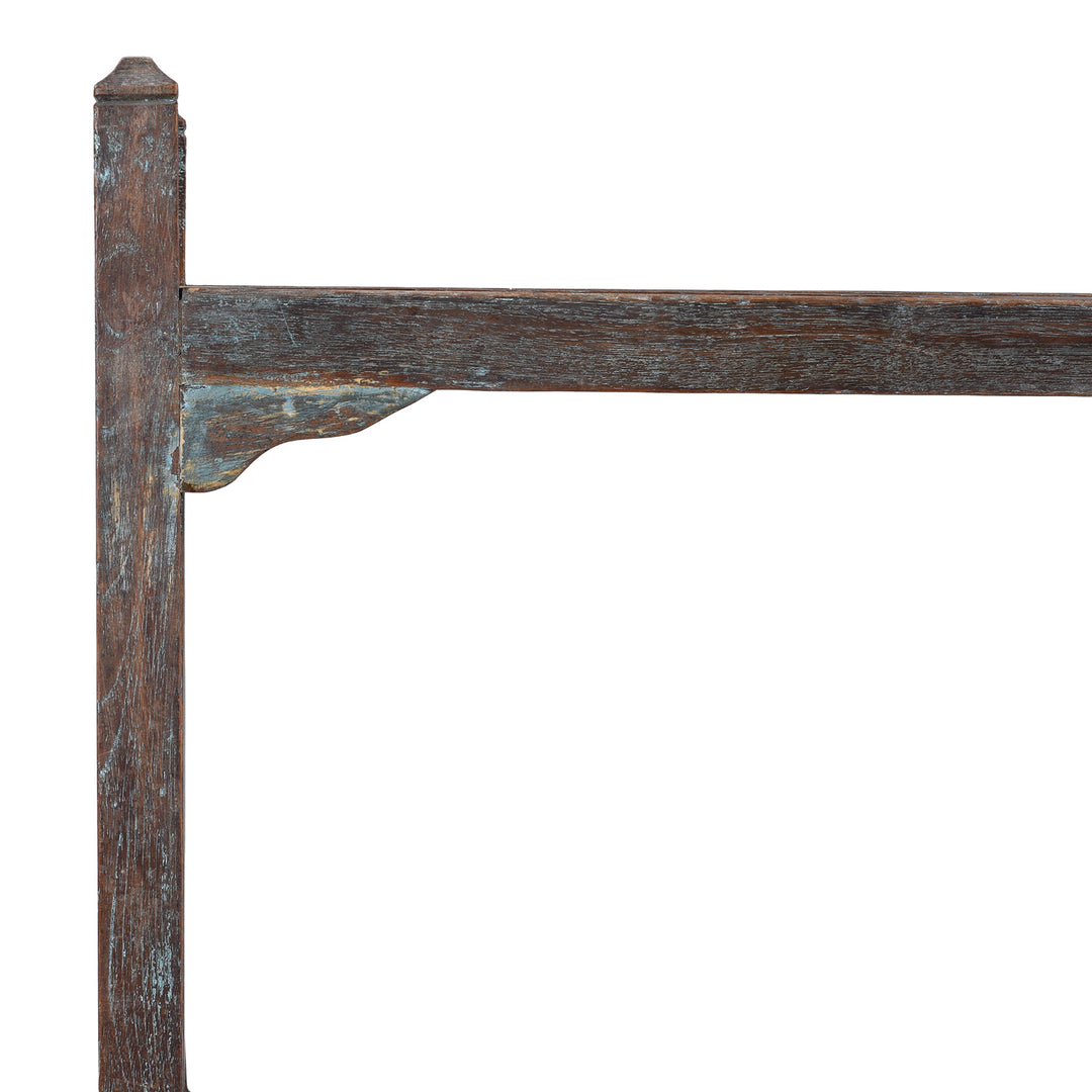 Corner Detail From Vintage Indian Painted Teak Shelf | Indigo Antiques