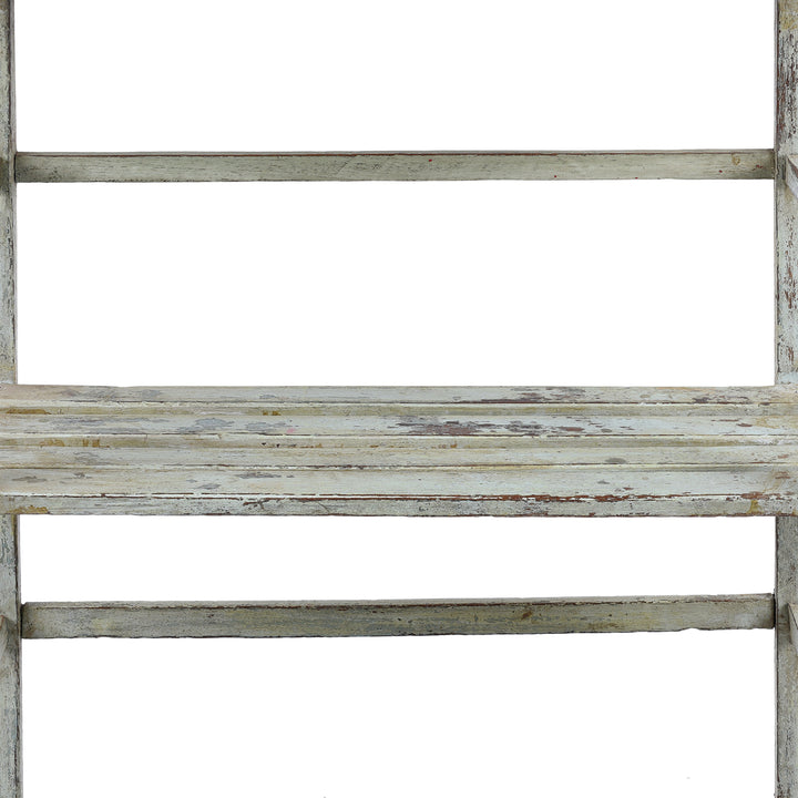 Detail From Vintage Indian Green Painted Slatted Shelf | Indigo Antiques