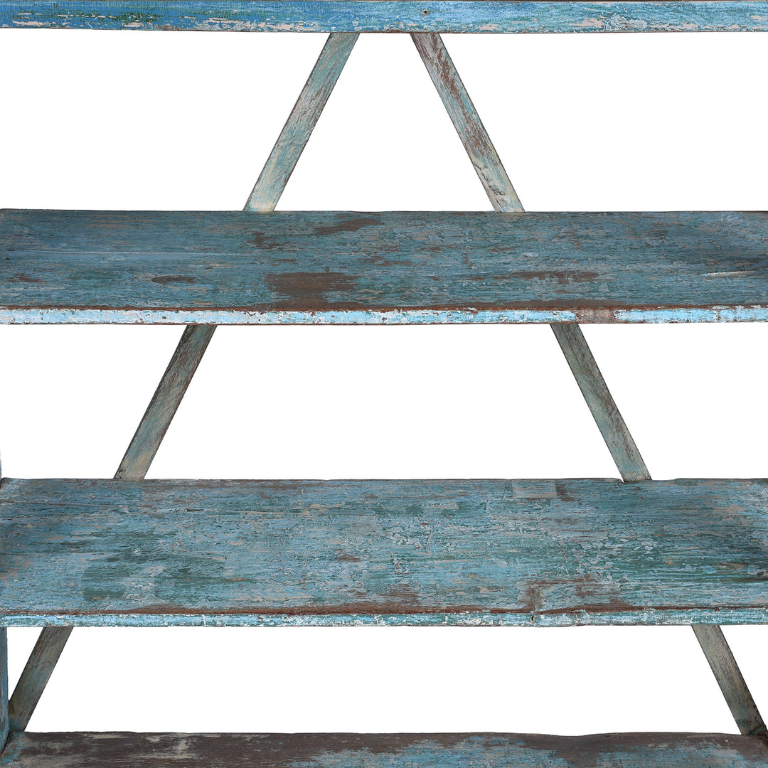 Shelf Detail From Vintage Blue Indian Painted Teak Shelf From Gujarat | Indigo Antiques