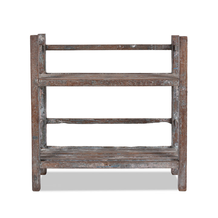 Vintage Indian Slatted Teakwood Shelf | Indigo Antiques