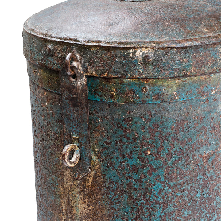Blue Painted Storage Bin From Rajasthan - Ca 1920
