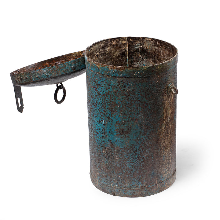 Blue Painted Storage Bin From Rajasthan - Ca 1920