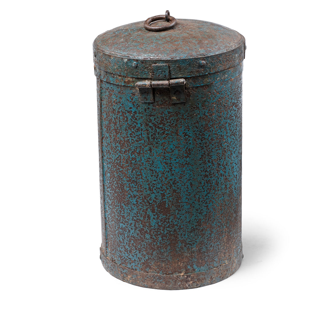 Blue Painted Storage Bin From Rajasthan - Ca 1920