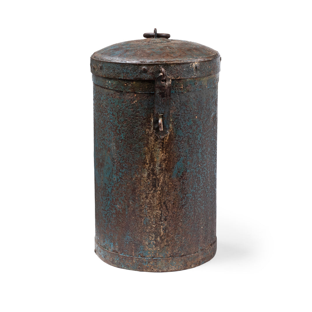 Antique Dark Blue Iron Grain Storage Bin From Rajasthan - Ca 1920 | Indigo Antiques