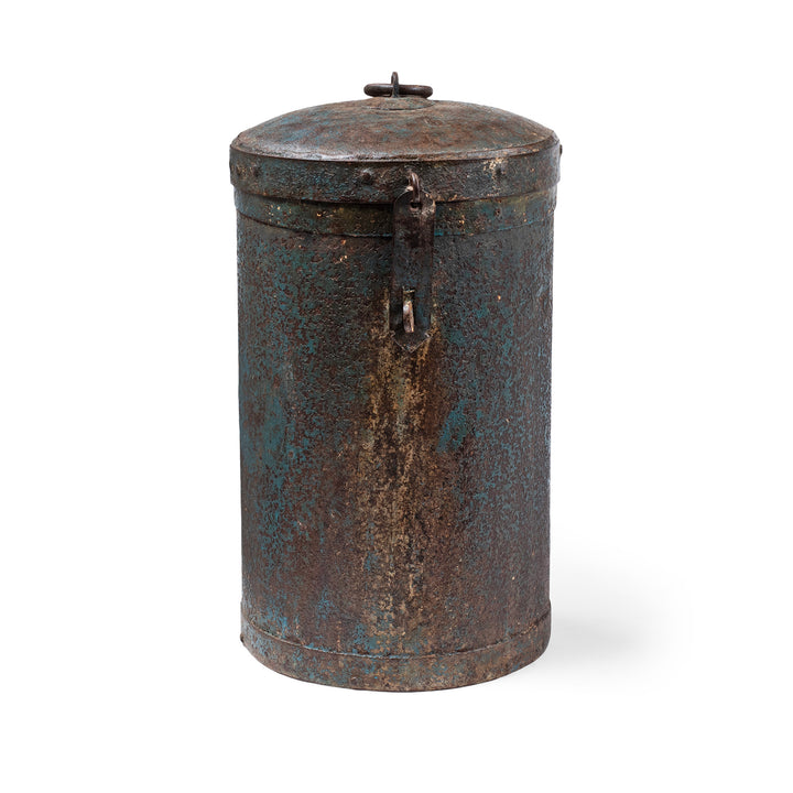 Antique Dark Blue Iron Grain Storage Bin From Rajasthan - Ca 1920 | Indigo Antiques