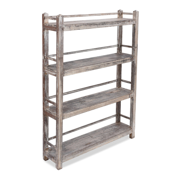 Angled VIew Of Antique Indian Teak Shelf With Painted Finish | Indigo Antiques