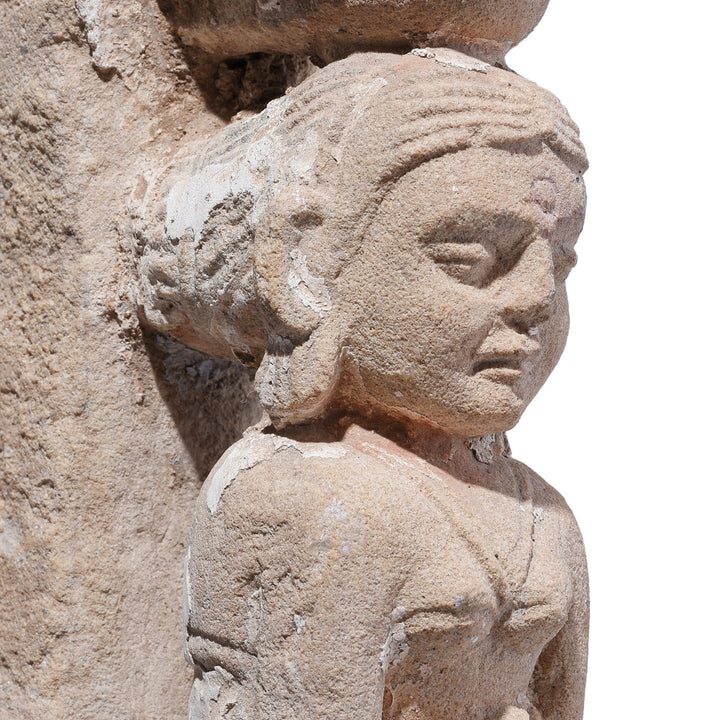 Face Detail From Antique Indian Stone Lamp Bracket | Indigo Antiques