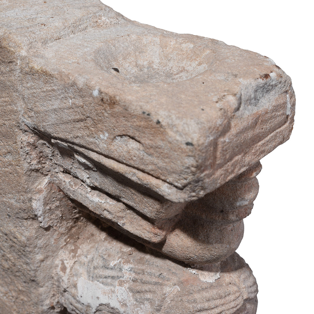 Oil Well Detail From Antique Indian Stone Lamp Bracket | Indigo Antiques
