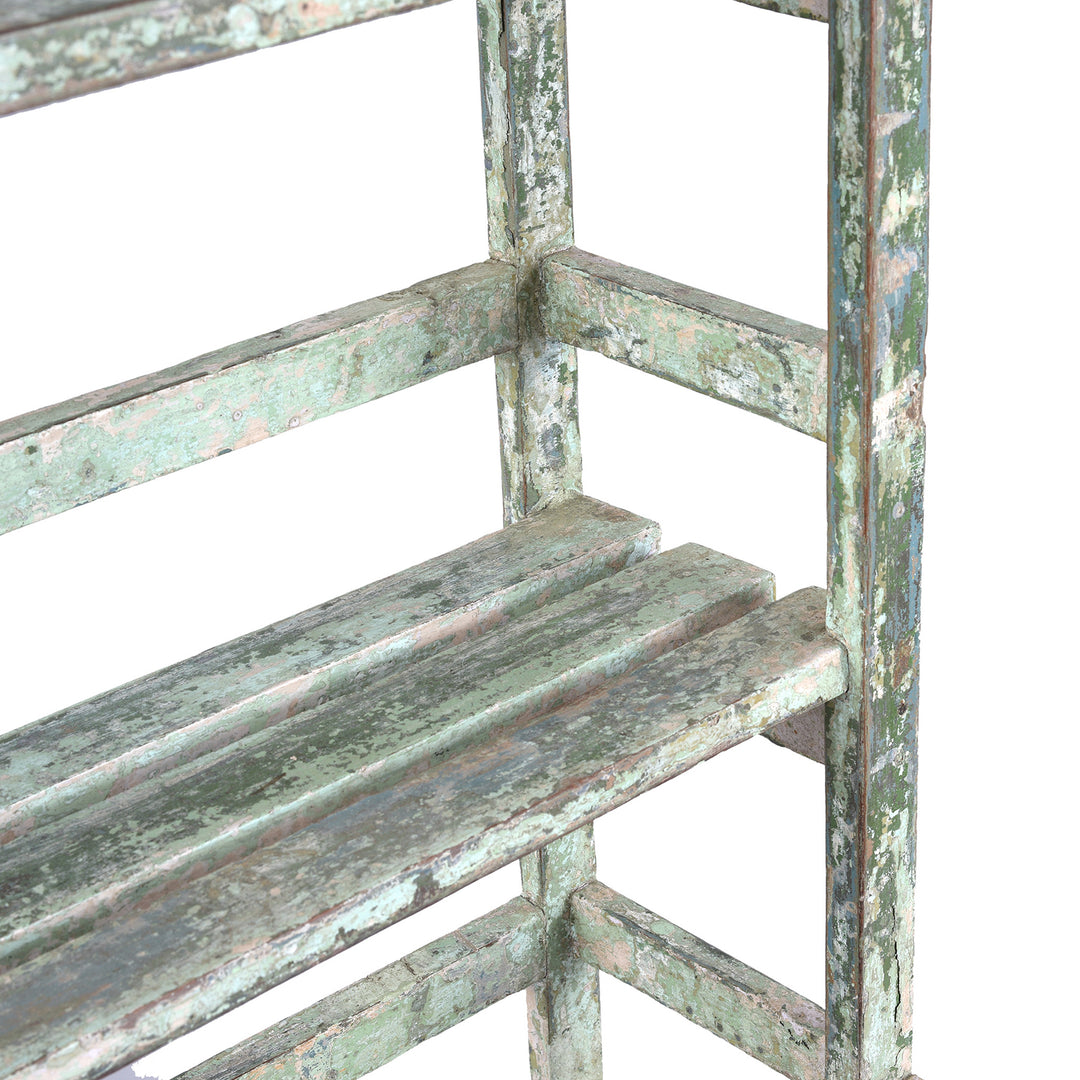 Depth Detail From Vintage Small Painted Indian Slatted Shelf