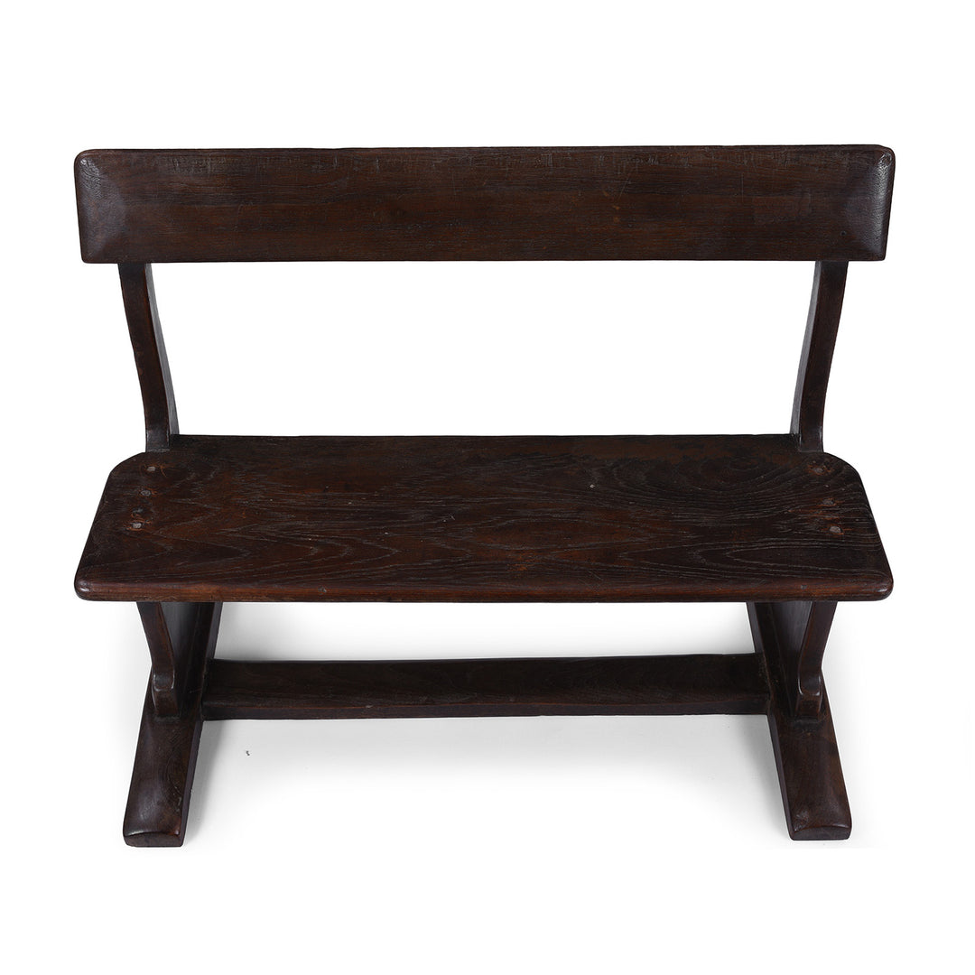 Top Down View Of Vintage Indian Teak School Bench | Indigo Antiques