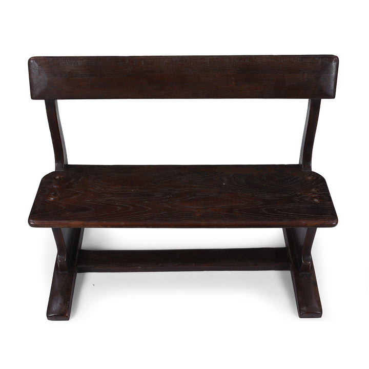Top Down View Of Vintage Indian Teak School Bench | Indigo Antiques