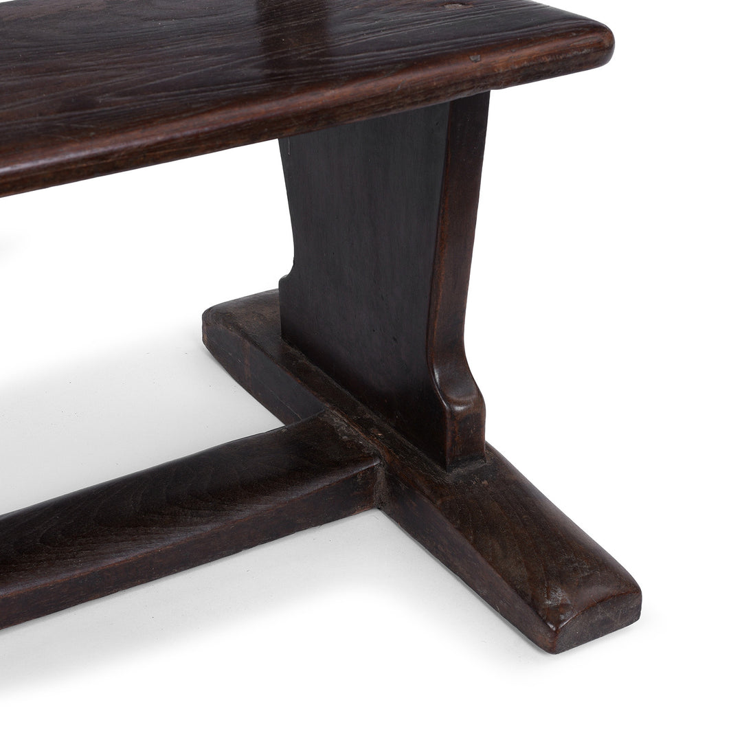 Leg Detail From Vintage Indian Teak School Bench | Indigo Antiques