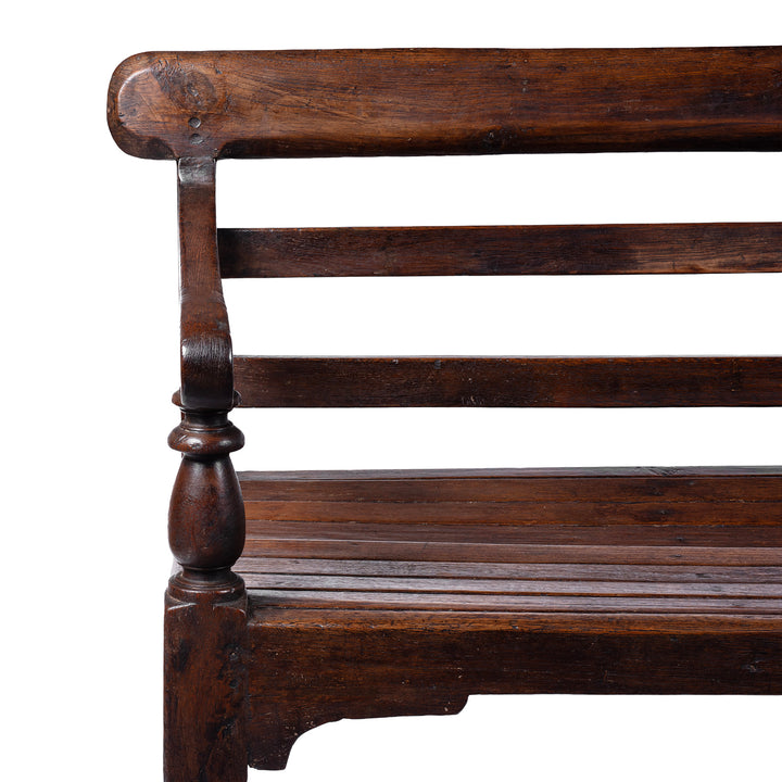 Corner Detail From Antique Regency Anglo-Indian Teak Bench | Indigo Antiques