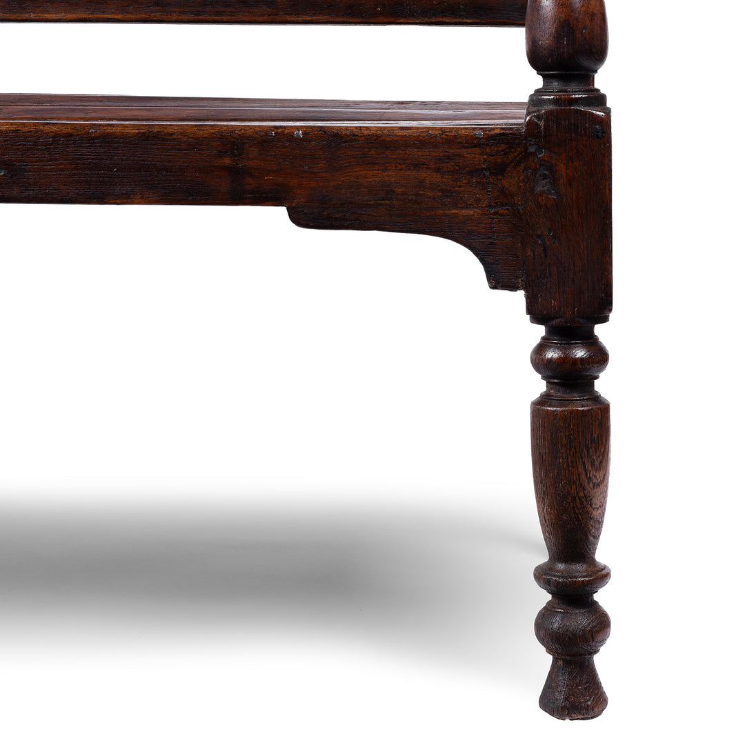 Leg Detail From Antique Regency Anglo-Indian Teak Bench | Indigo Antiques