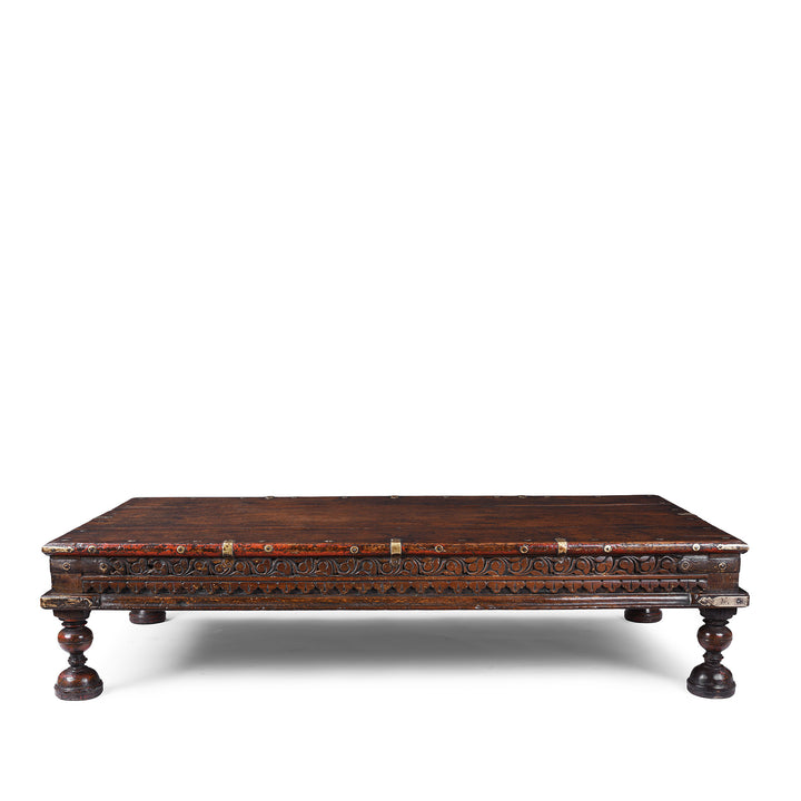 Back Of Antique Indian Takhat Coffee Table From Rajasthan | Indigo Antiques