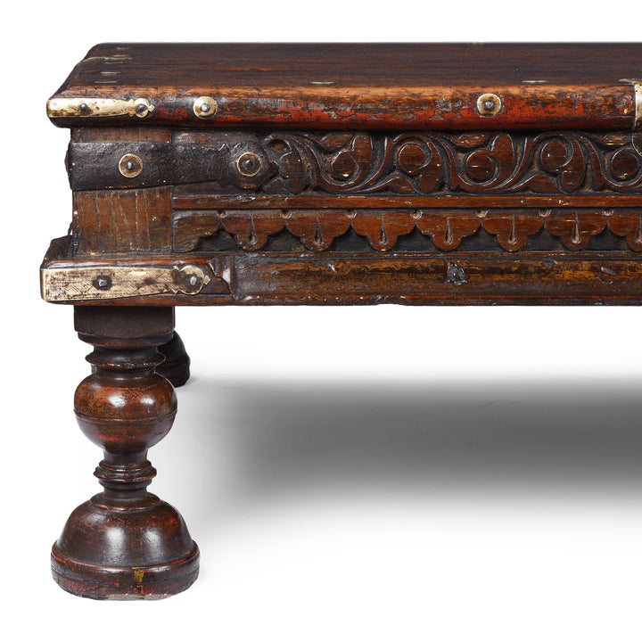 Corner Detail From Antique Indian Takhat Coffee Table From Rajasthan | Indigo Antiques