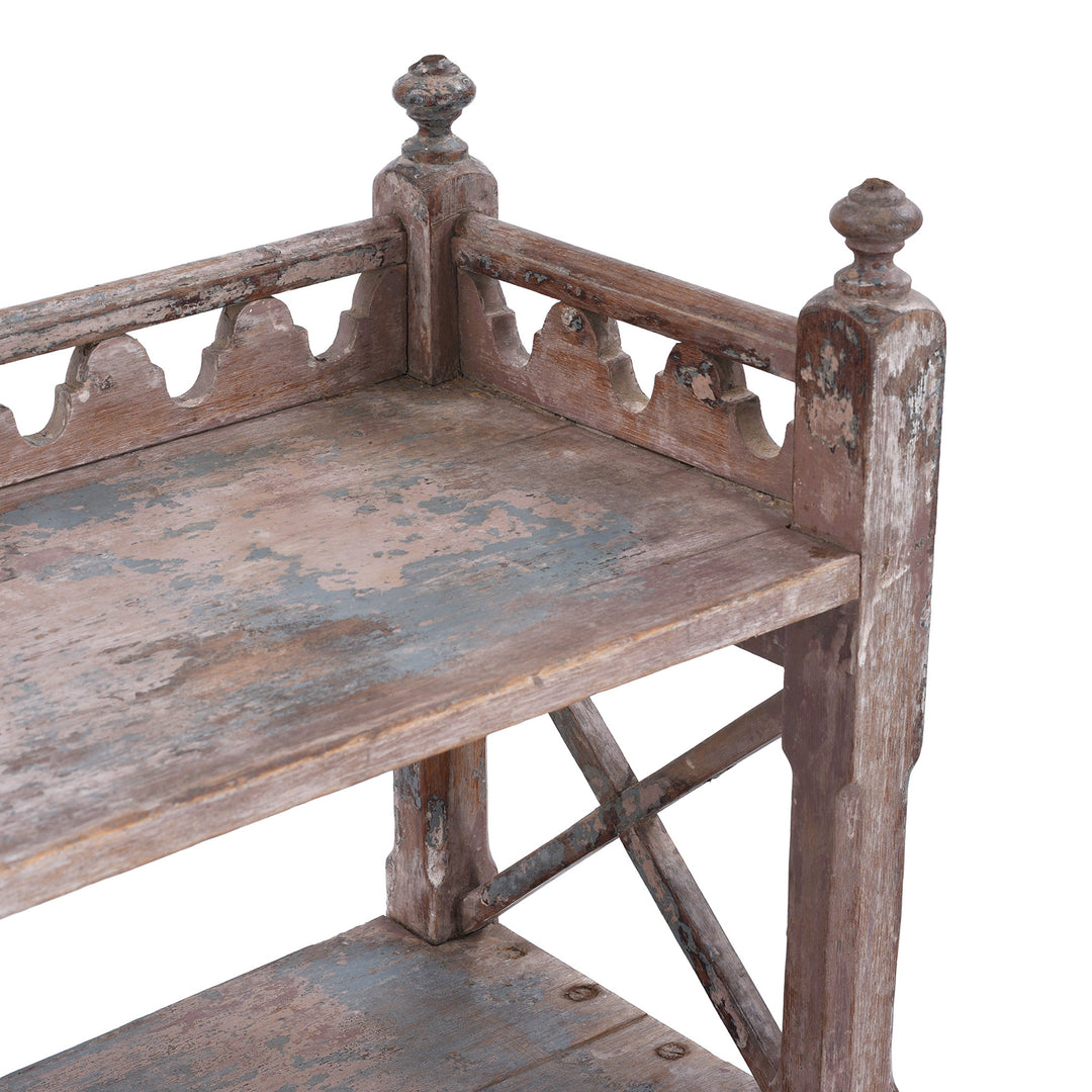 Depth Detail From Vintage Painted Indian Teak Shelf | Indigo Antiques