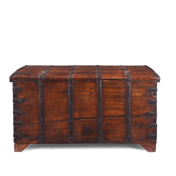 Back Of Antique Indian Painted Teak Coffee Table Chest 