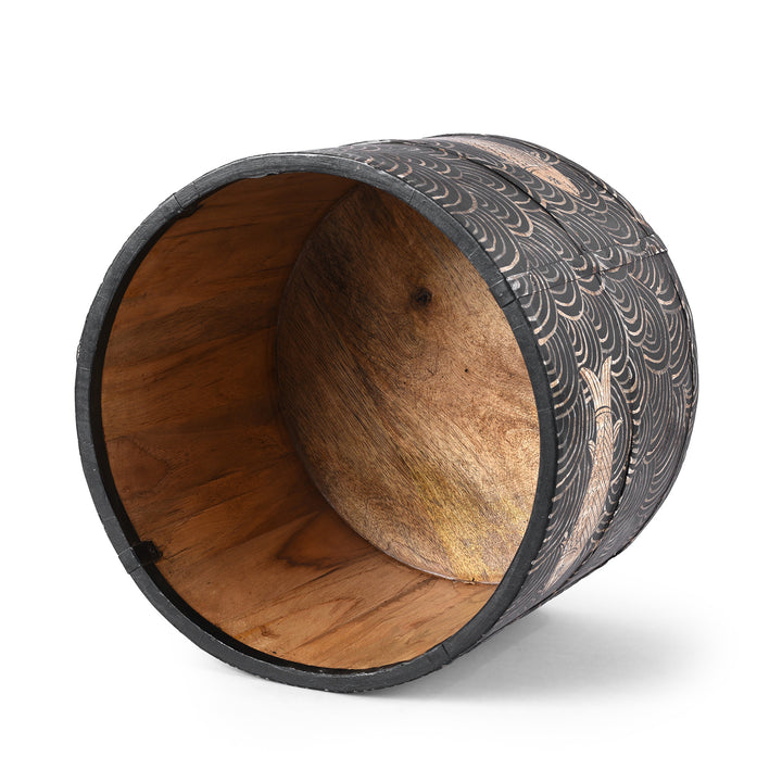 Interior Of Fish Painted Indian Grain Measure Planter