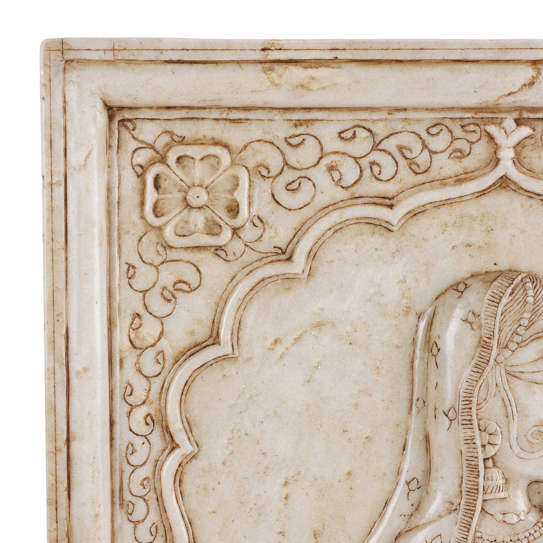 Corner Detail From Carved Indian Marble Panel Of A Maharani | Indigo Antiques