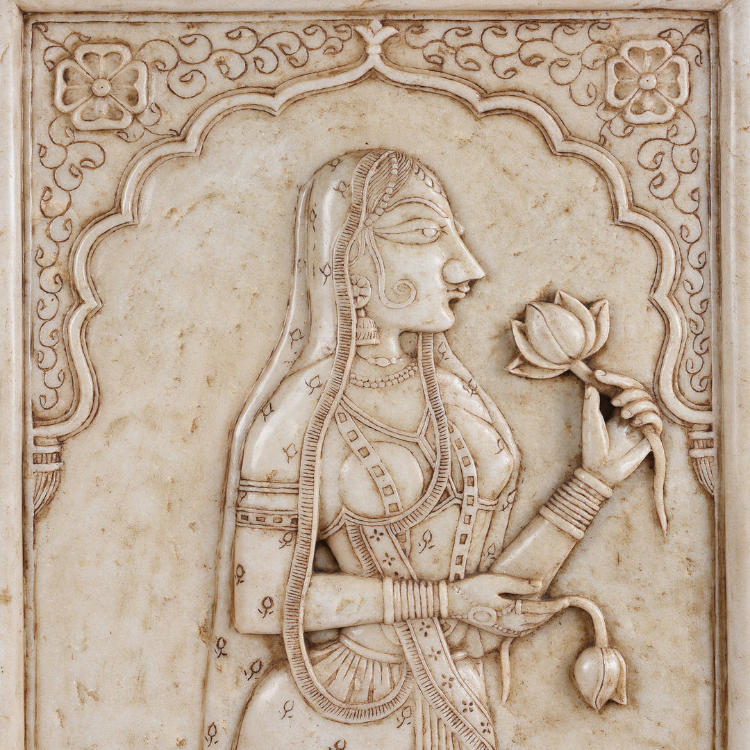 Cantral Panel Detail From Carved Indian Marble Panel Of A Maharani | Indigo Antiques