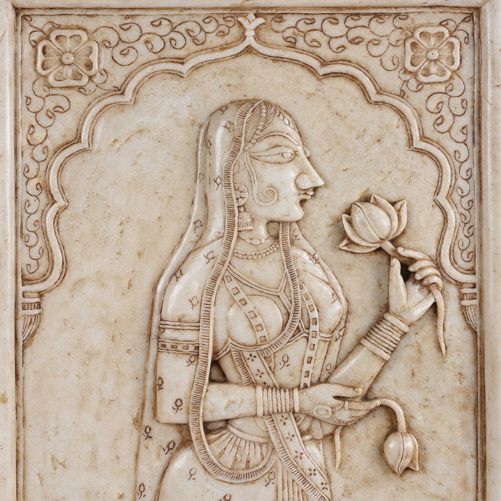 Cantral Panel Detail From Carved Indian Marble Panel Of A Maharani | Indigo Antiques