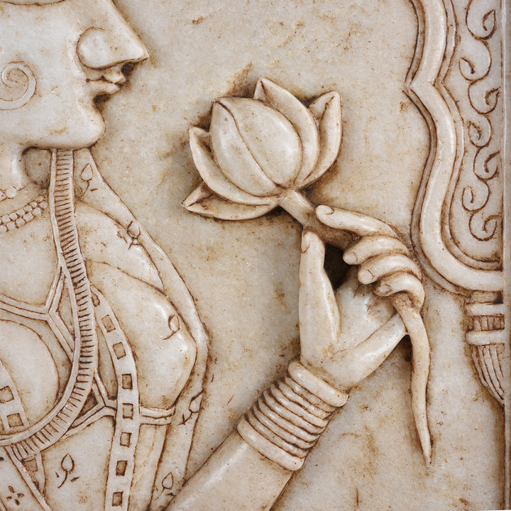 Flower Detail From Carved Indian Marble Panel Of A Maharani | Indigo Antiques