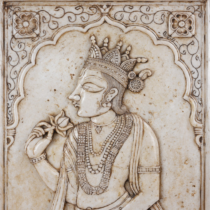 Carving Detail From Carved Indian Marble Panel Of A Maharaja | Indigo Antiques