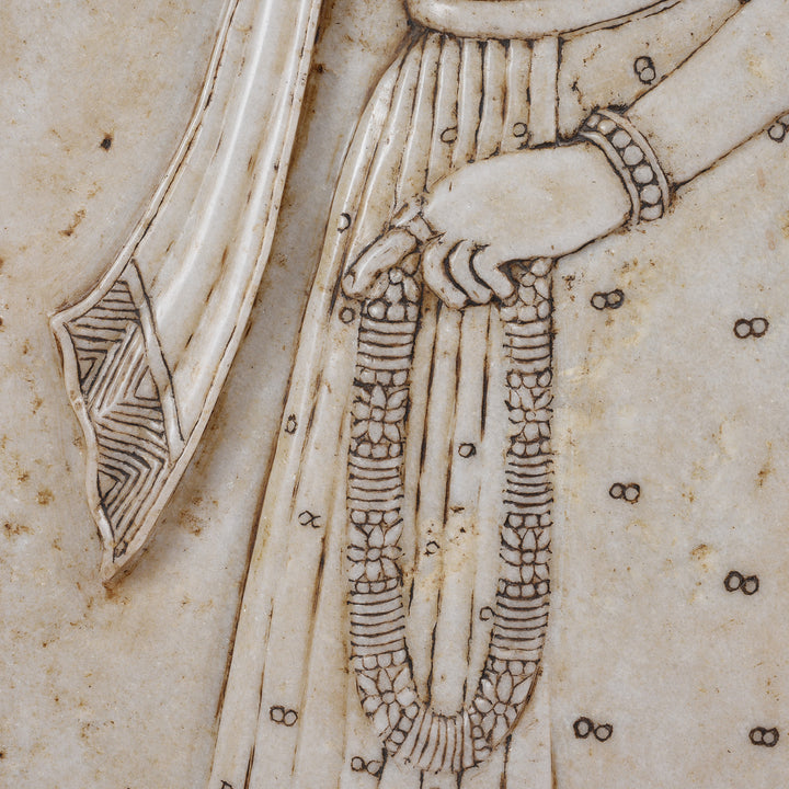 Hand Detail From Carved Indian Marble Panel Of A Maharaja | Indigo Antiques
