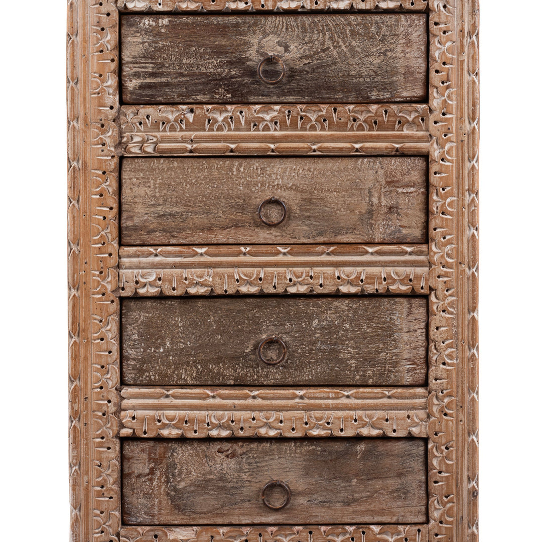 Detail From Four Drawer Bedside Cabinet Made From Reclaimed Teak | Indigo Antiques