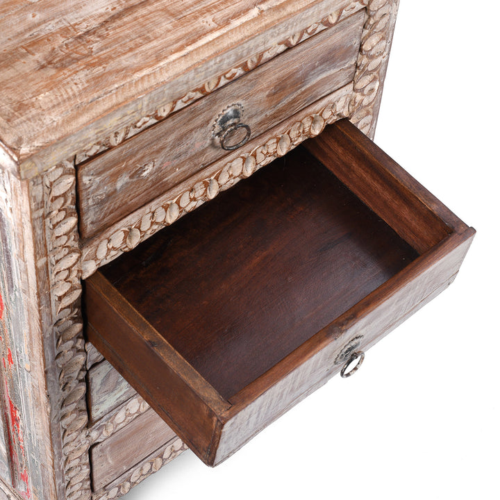 Drawer Interior Detail From 4 Drawer Bedside Cabinet Made From Reclaimed Teak | Indigo Antiques