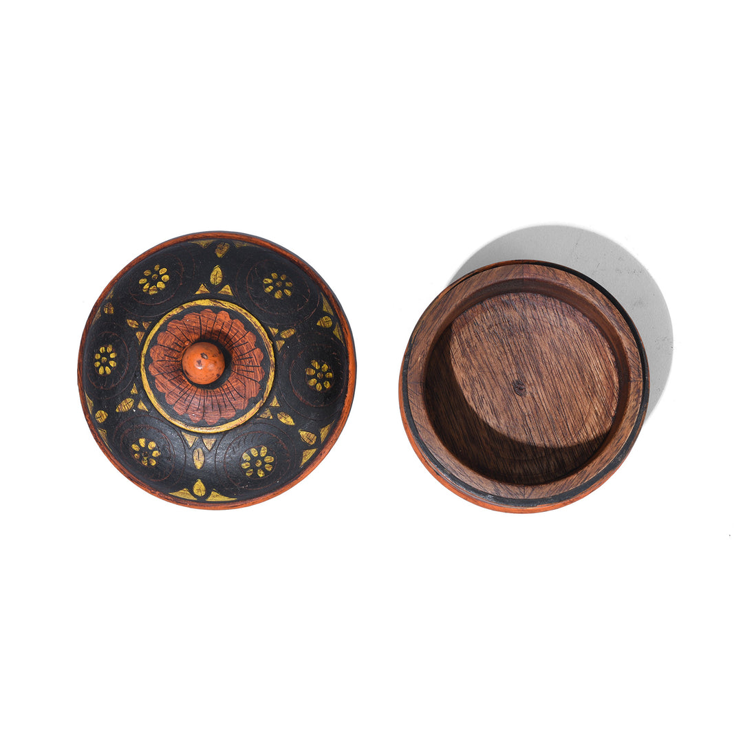 Interior Of Small Reproduction Painted Lacquer Pot From Rajasthan