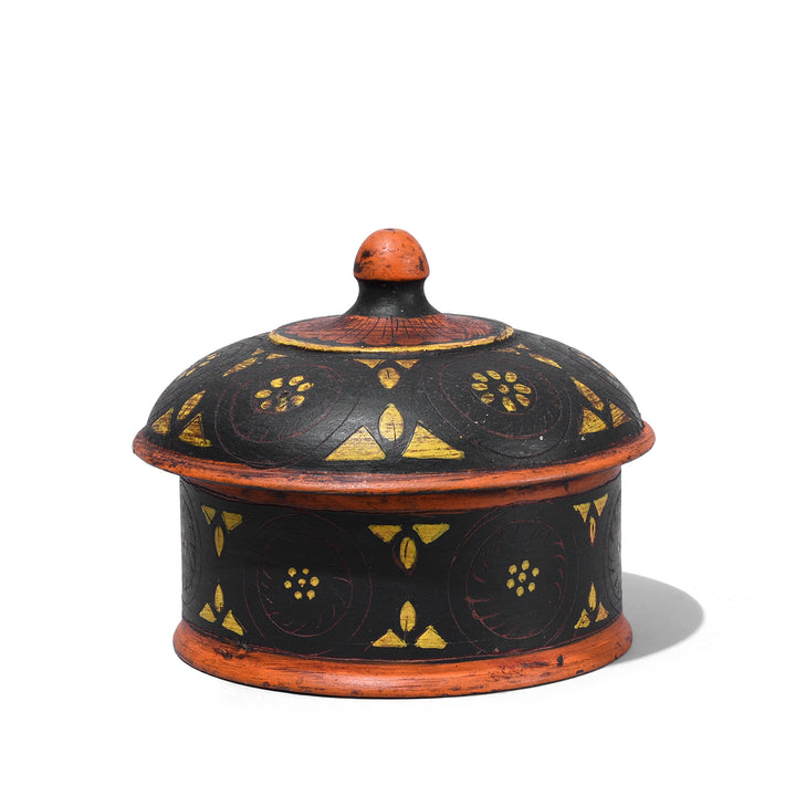 Small Reproduction Painted Lacquer Pot From Rajasthan