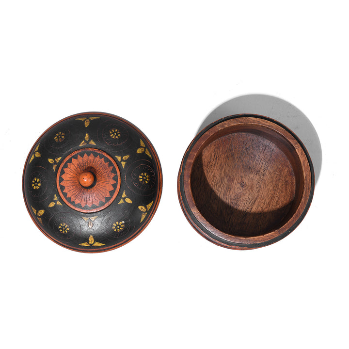 Interior Of Large Reproduction Painted Lacquer Pot From Rajasthan