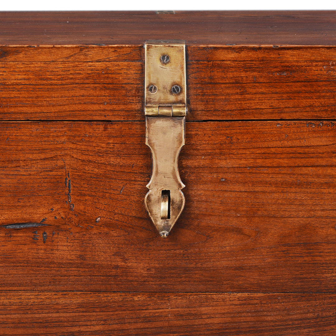 Latch Detail From Antique Indian Brass Bound Military Chest | Indigo Antiques