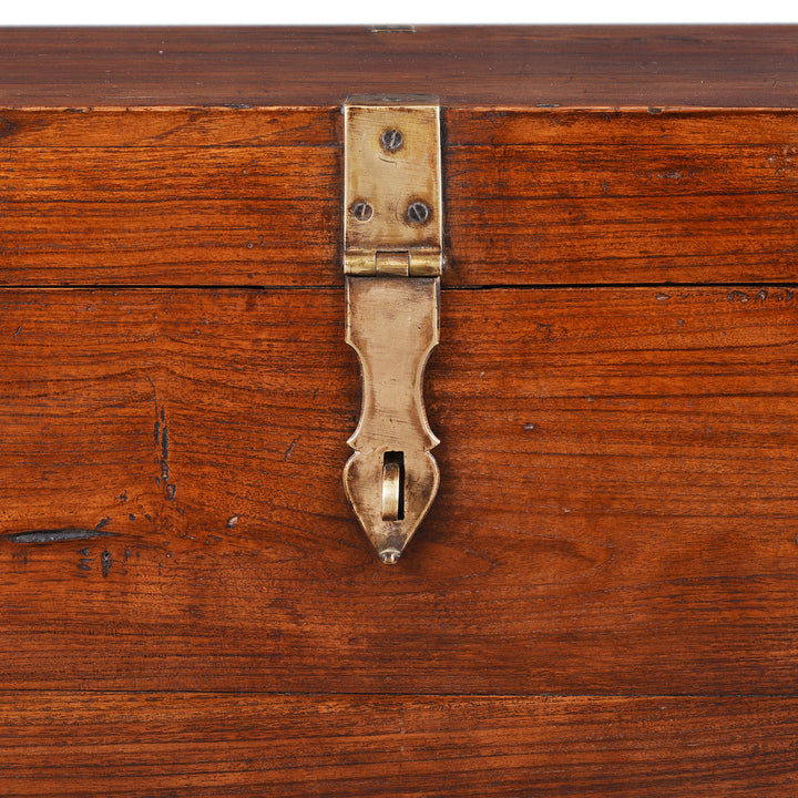 Latch Detail From Antique Indian Brass Bound Military Chest | Indigo Antiques