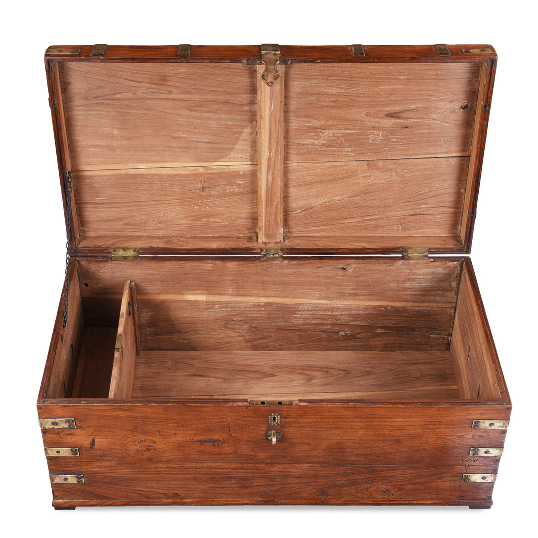 Interior Of Antique Indian Brass Bound Military Chest | Indigo Antiques