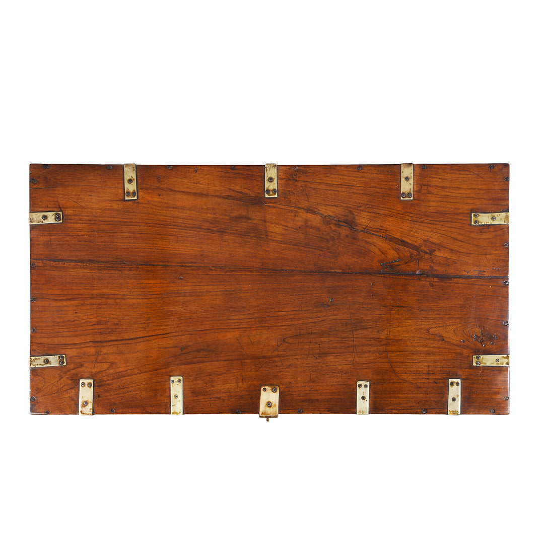 Top Down View Of Antique Indian Brass Bound Military Chest | Indigo Antiques