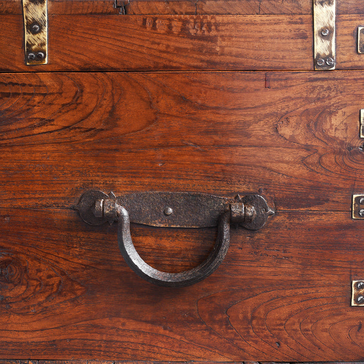 Handle Detail From Antique Indian Brass Bound Military Chest | Indigo Antiques