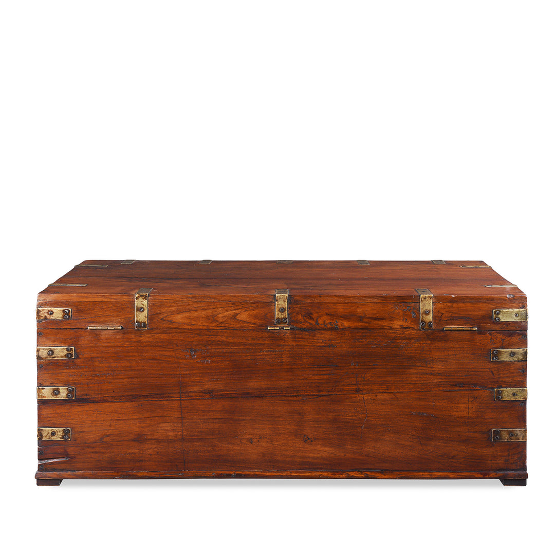 Back Of Antique Indian Brass Bound Military Chest | Indigo Antiques