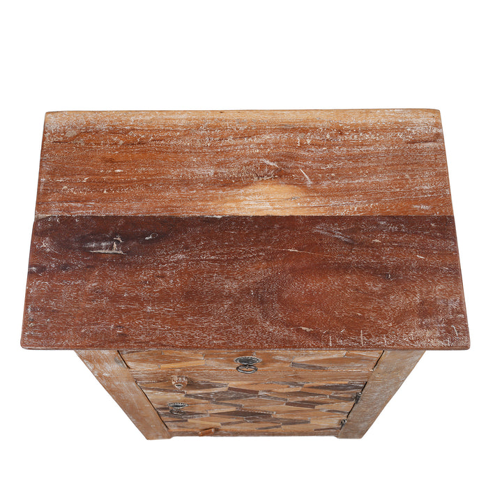 Top Down View Of Option 1 Bedside Cabinets Made From Reclaimed Teak | Indigo Antiques