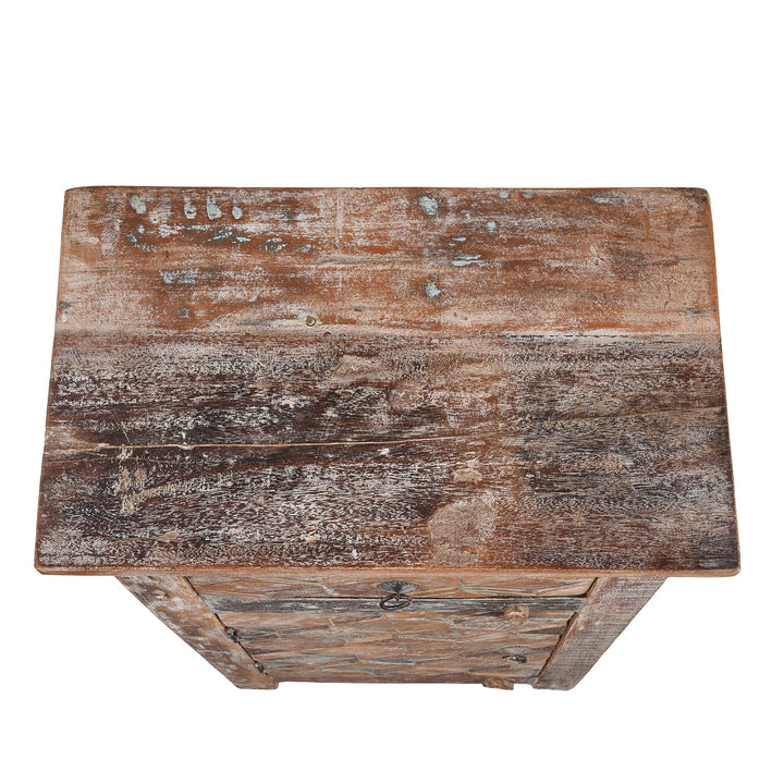 Top Down View Of Option 2 Bedside Cabinets Made From Reclaimed Teak | Indigo Antiques