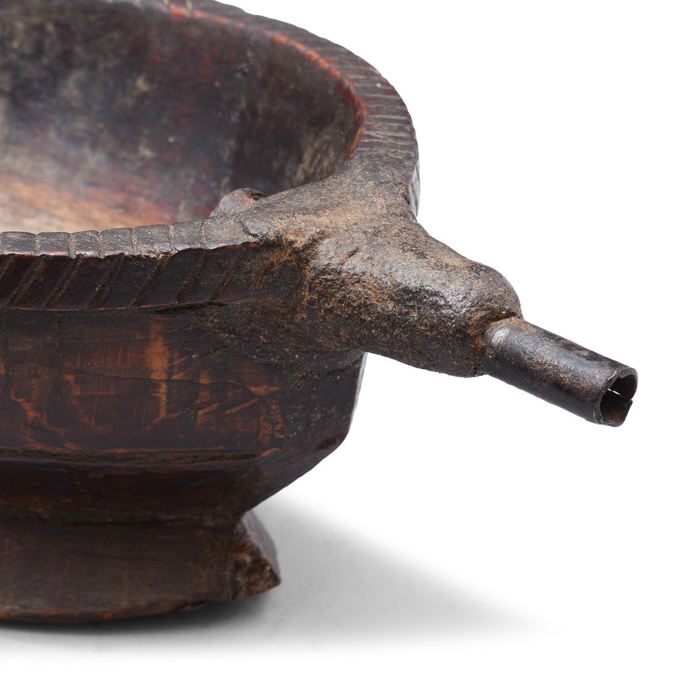 Spout Detail From Antique Indian Carved Opium Grinder | INDIGO ANTIQUES