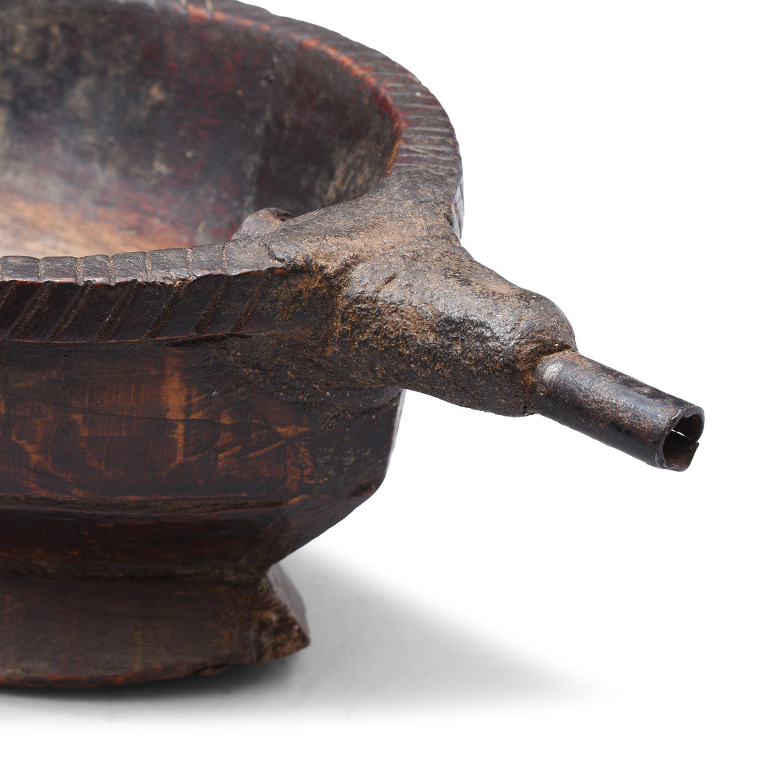 Spout Detail From Antique Indian Carved Opium Grinder | INDIGO ANTIQUES