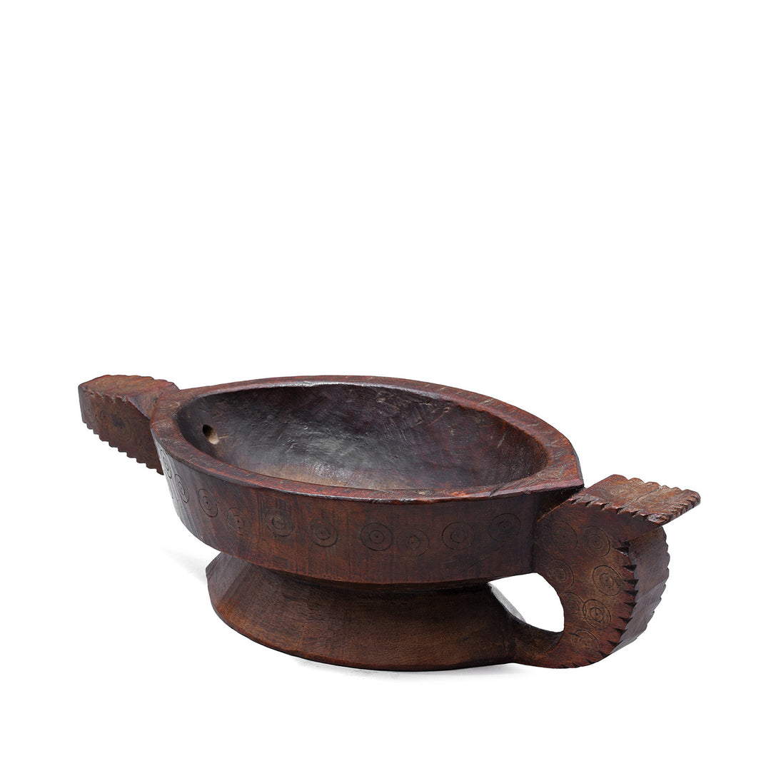 Rear View Of Antique Indian Carved Opium Grinder | INDIGO ANTIQUES